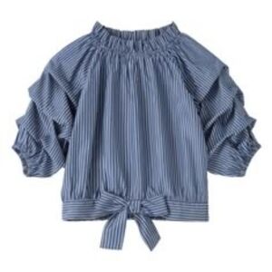 HABITUAL Blue and White Stripe Top